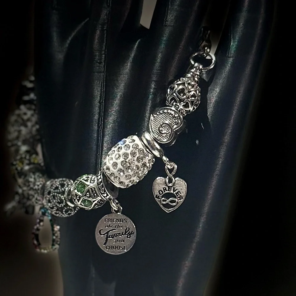Elegant Silver Family Charm Bracelet